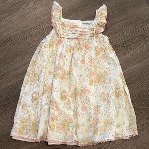 Cupcakes & Cashmere Floral Ruffle Sundress Floral Metallic Gold Eyelet Accents